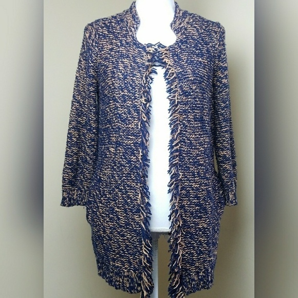 Sparrow Anthropologie navy fringe open cardigan - Picture 2 of 8
